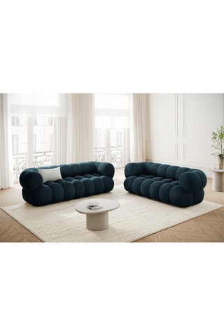 Canapé Maurice - Bleu pétrole - 2 places - Toucher velours