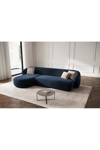 Canapé d'angle gauche Louis - Bleu roi - 4 places - En tissu velours