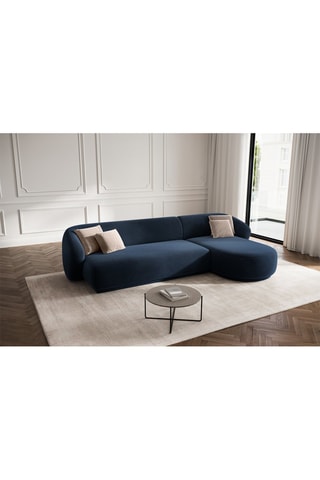 Canapé d'angle droit Louis - Bleu roi - 4 places - En tissu velours