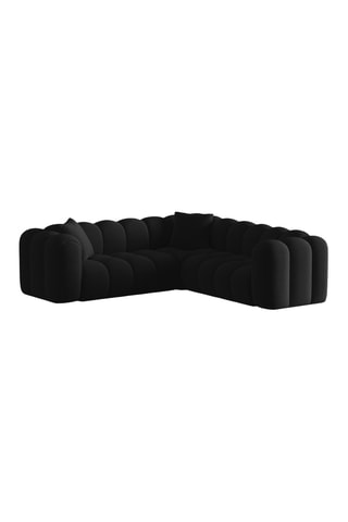 Canapé d'angle symétrique modulable Elise - Noir - 5 places - En tissu velours