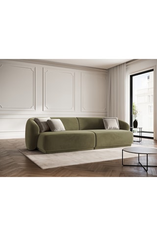 Canapé Louis - Vert olive - 4 places - En tissus velours