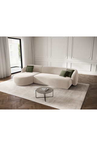 Canapé d'angle gauche Louis - Beige - 4 places - En velours