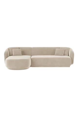 Canapé d'angle gauche Louis - Beige - 4 places - En velours