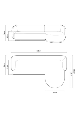 Canapé d'angle droit Louis - Beige - 4 places - En velours