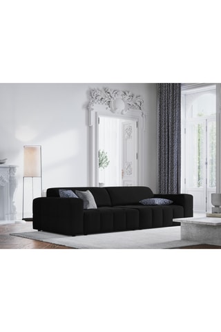 Canapé Luc - Noir - 4 places - En tissu velours