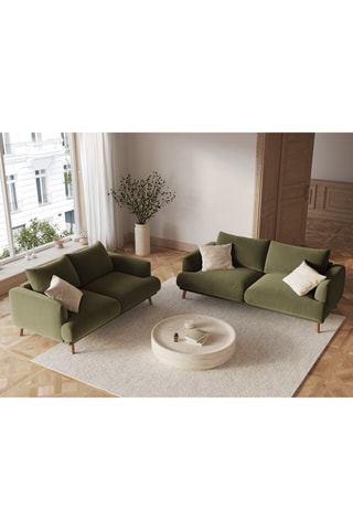 Canapé Margot - Vert olive - 2 places - En tissu velours