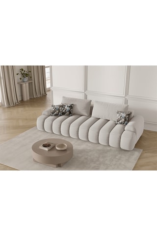 Canapé convertible Simonav- Beige - 4 places - En tissu polyester
