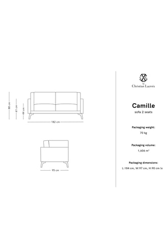 Canapé Camille - Marron - 2 places - Cuir