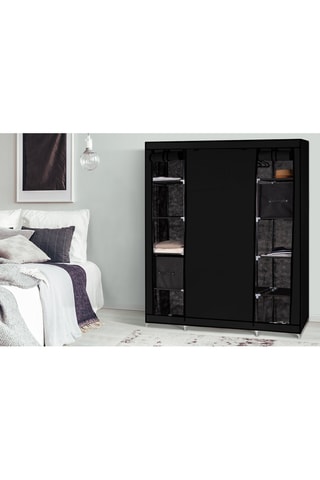 Armoire de rangement optimale noire avec accessoires - 2 cubes de rangement et 10 cintres