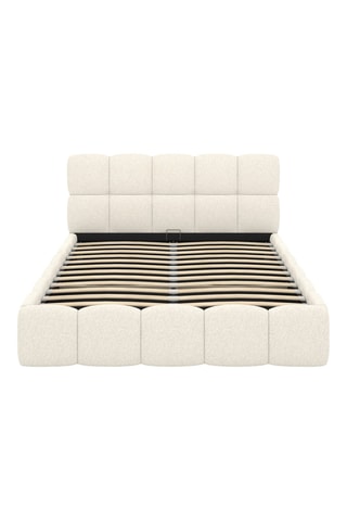 Lit coffre Bubble en tissu bouclette avec sommier et tête de lit 140x190cm