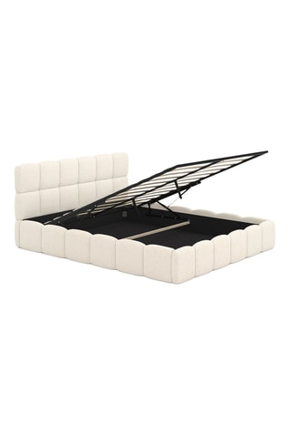 Lit coffre Bubble en tissu bouclette avec sommier et tête de lit 160x200cm