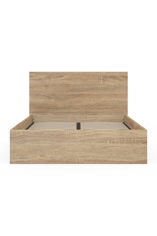 Lit coffre Sicilia avec sommier et tête de lit effet bois 160x200cm