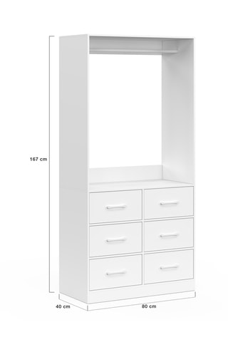 Dressing 6 tiroirs Uma - 80 x 40 x 167 cm