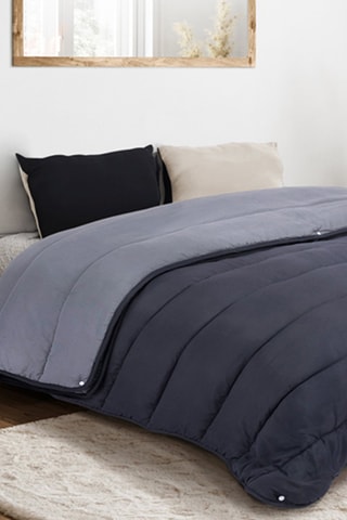 Couette double extra-chaude grise 4 saisons - microfibres 200 + 300 g/m2