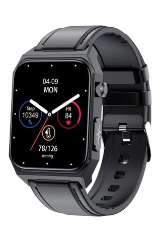 Smartwatch E530 con correa de piel - Negro