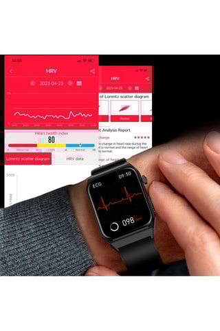 Smartwatch E530 con correa de piel - Negro