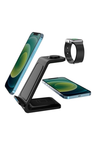 Base de carga sem fio Qi 3 em 1 Preto