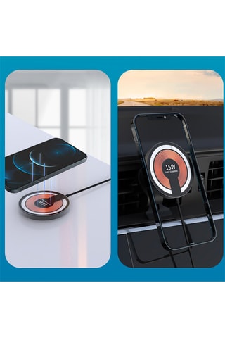 Carregador para carro Magsafe Qi 
Preto