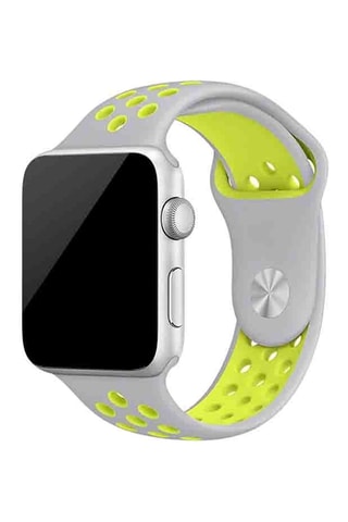 Bracelete em silicone compatível Apple Watch 38/40 mm - Branco e verde-anis