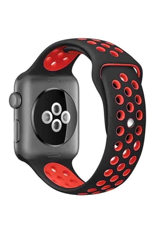 Bracelete em silicone compatível Apple Watch 38/40 mm - Preto e vermelho