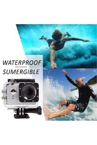 Câmara desportiva com Wifi - Ecrã LCD - Acessórios incluídos