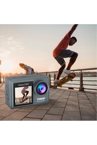 Câmara desportiva - Ecrã duplo LCD - 10 acessórios incluídos