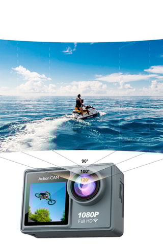 Câmara desportiva - Ecrã duplo LCD - 10 acessórios incluídos