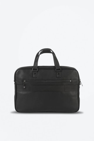 Mala vertical em couro Charles Preto - Preto