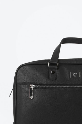 Mala vertical em couro Charles Preto - Preto