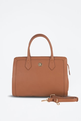 Mala em couro Riley Camel - Castanho