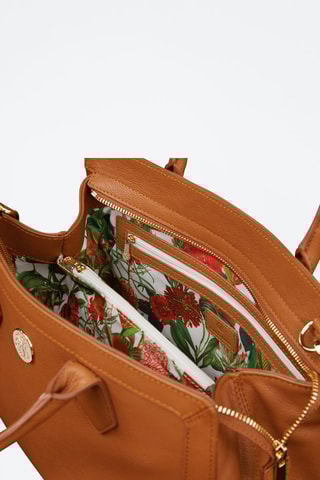 Mala em couro Riley Camel - Castanho