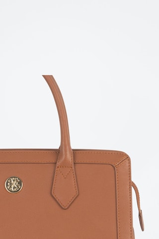 Mala em couro Riley Camel - Castanho