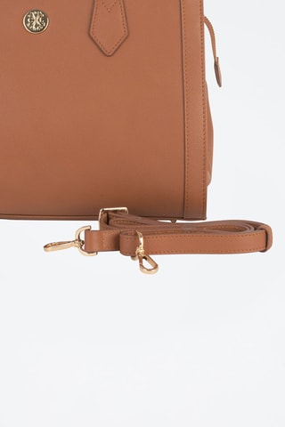 Mala em couro Riley Camel - Castanho