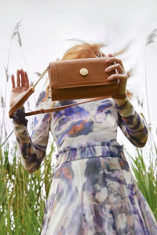 Mala a tiracolo em couro Nora Camel - Castanho