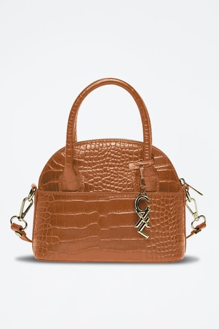 Pequena mala bowling em couro Bel-air Conhaque - Castanho