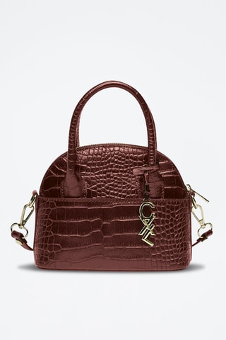 Pequena mala bowling em couro Bel-air Castanho-escuro - Castanho