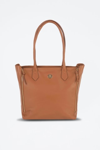 Mala de ombro em couro Madison Camel - Castanho