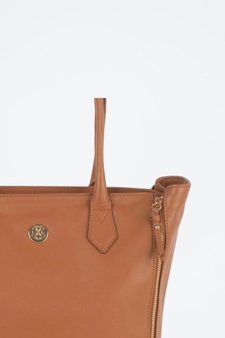 Mala de ombro em couro Madison Camel - Castanho