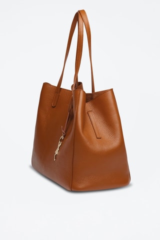 Mala shopper em couro Alesia Camel - Castanho