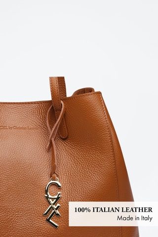 Mala shopper em couro Alesia Camel - Castanho
