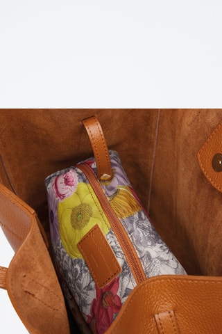 Mala shopper em couro Alesia Camel - Castanho