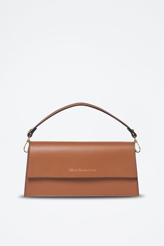 Bolsa de cintura em couro de vitelo Clemenceau - Conhaque - Preto