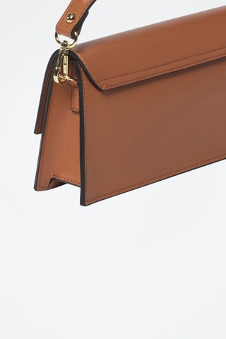 Bolsa de cintura em couro de vitelo Clemenceau - Conhaque - Preto