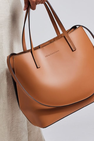 Mala shopper de couro Rivoli Conhaque - Castanho