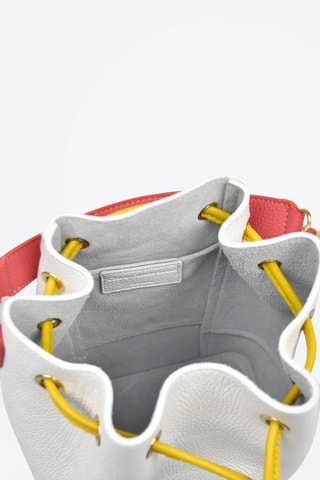 Mala bucket em couro Champ Elysée Branco e rosa - Branco, dourado e rosa