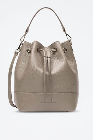 Mala bucket em couro de vaca Champs Elysé - Bege - Nude