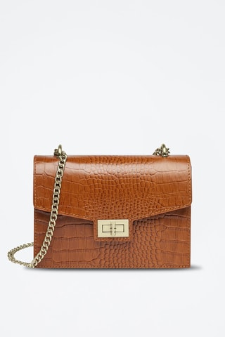 Mala a tiracolo em couro Peuplier Conhaque - Castanho