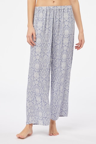 Pyjamabroek hoge taille Bania- Blauw en Wit