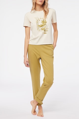 Pyjamabroek hoge taille Beka- Kaki