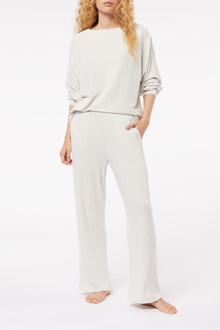 Pyjamabroek hoge taille Calinou- Gemêleerd Lichtgrijs